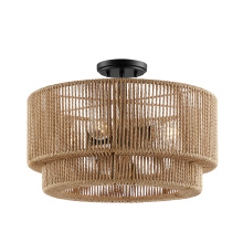 Justice Design Group (Yellow) ECO-8301-MBLK - Milos 18" 4-Light Natural Rope Tier Semi-Flush